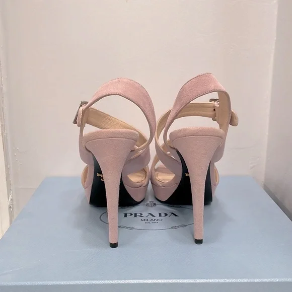Blush pink suede Prada heels - Picture 3 of 3